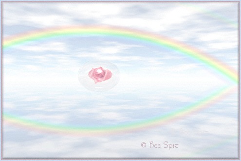 Rose and the Rainbow a 3d painting by Janet Boyd aka Bee Spit
